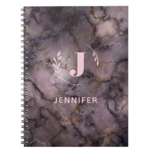 Carnet personnalisé avec monogramme et texture mar