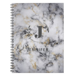 Carnet personnalisé avec monogramme et texture mar