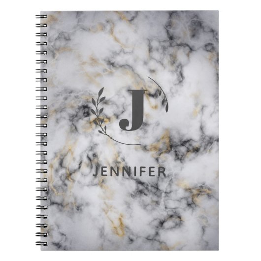 Carnet personnalisé avec monogramme et texture mar (Devant)
