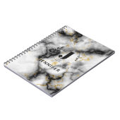 Carnet personnalisé avec monogramme et texture mar (Côté gauche)