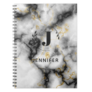 Carnet personnalisé avec monogramme et texture mar