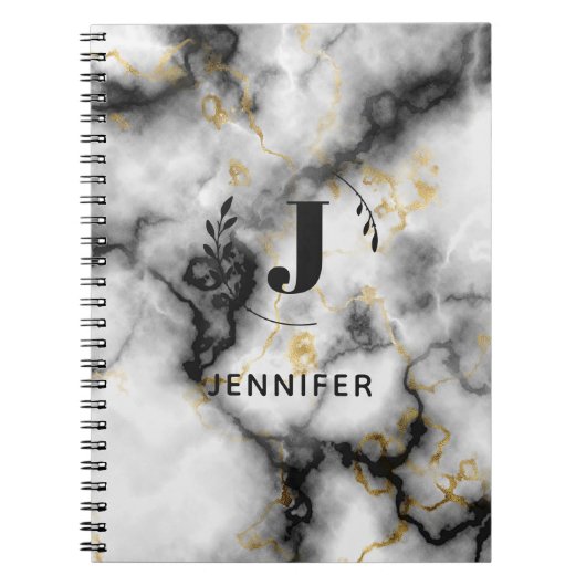 Carnet personnalisé avec monogramme et texture mar (Devant)