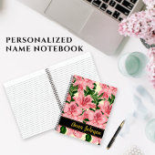 Carnet personnalisé avec motif floral et nom
