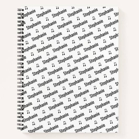 Carnet personnalisé avec nom et notes musicales (Devant)