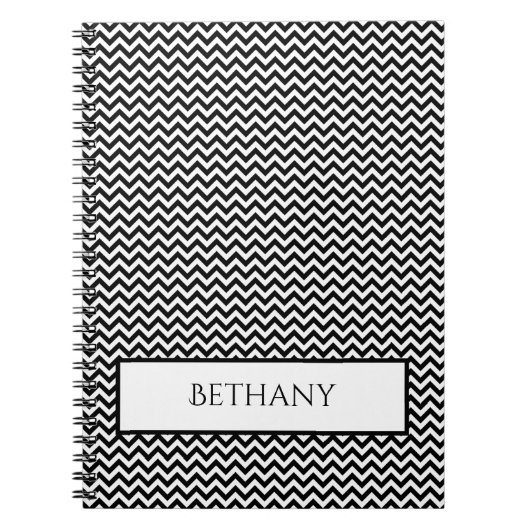 Carnet personnalisé Black Simple Chevron (Devant)