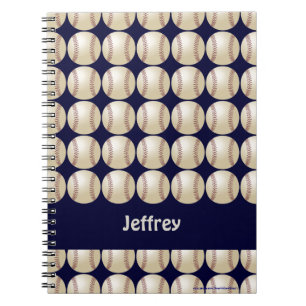 Carnet personnalisé bleu-foncé de base-ball