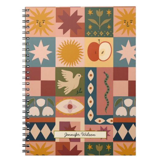 Carnet Personnalisé Bohème Céleste Patchwork Mystique (Devant)