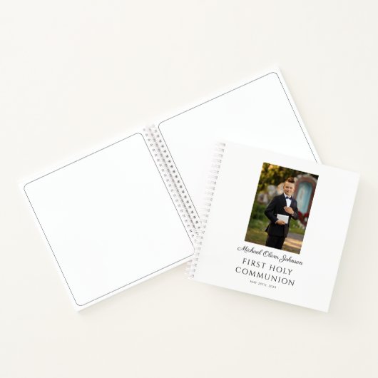 Carnet Personnalisé Boy Photo First Communion Guestbook (Intérieur)