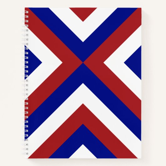 Carnet personnalisé Chevrons rouge, blanc et bleu (Devant)