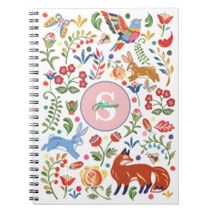 Carnet Personnalisé Coloré Animal Folk Art Floral Cute