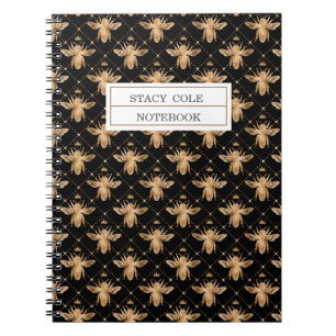 Carnet Personnalisé Cute Brown Honeycomb Bee Design  