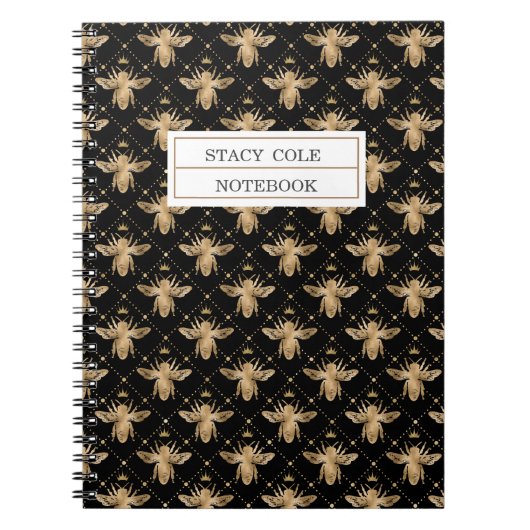 Carnet Personnalisé Cute Brown Honeycomb Bee Design (Devant)