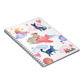 Carnet Personnalisé Cute Cow Space Chats Lune Whimsical (Côté Droit)