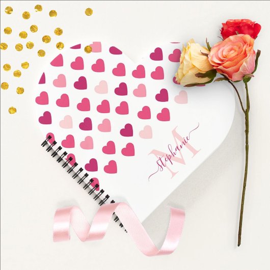 Carnet Personnalisé Cute Girly Coeurs roses Aimer