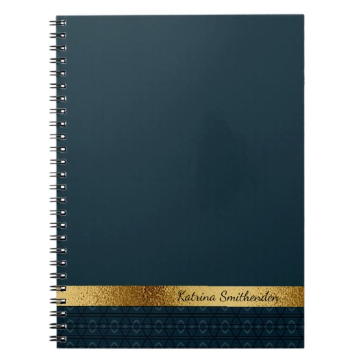 Carnet Personnalisé Dark Navy bleu et or (Devant)