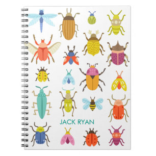 CARNET PERSONNALISÉ DE BOGUES D'INSECTES COLORÉS