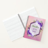 Carnet personnalisé de fleurs d'aquarelle violette (Intérieur)
