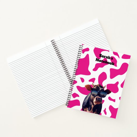 Carnet personnalisé d'impression de vache rose (Intérieur)