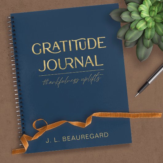 Carnet Personnalisé Elegant Navy Blue Gratitude