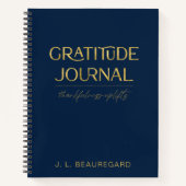 Carnet Personnalisé Elegant Navy Blue Gratitude (Devant)