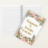 Carnet Personnalisé Élégant Rose Floral Verdure Mariage F (À l'intérieur)