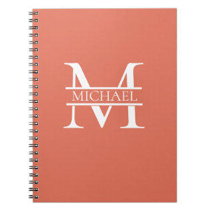 Carnet Personnalisé Elegant Terracotta Monogramme et nom