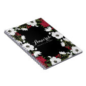 Carnet personnalisé en fleurs d'anémones rouges (Côté Droit)