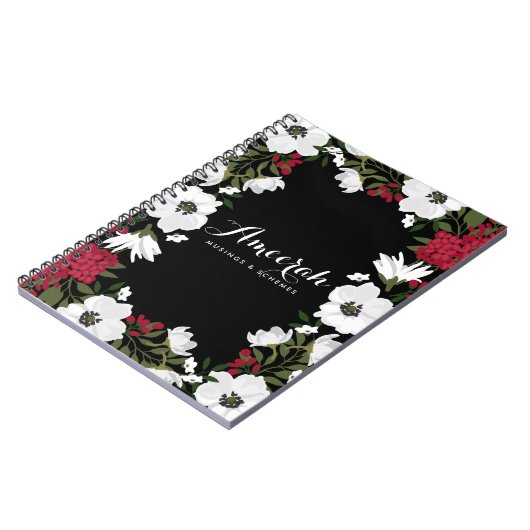 Carnet personnalisé en fleurs d'anémones rouges (Côté gauche)