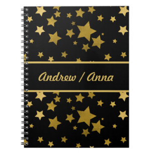 Carnet Personnalisé Étoile Noire & Or Luxueuse