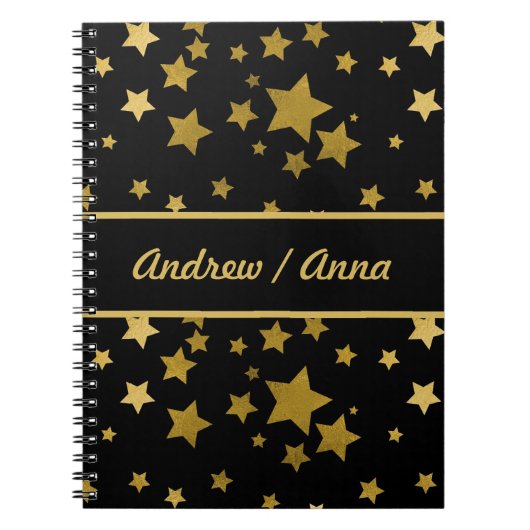 Carnet Personnalisé Étoile Noire & Or Luxueuse (Devant)