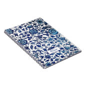 Carnet Personnalisé Exotic Chic Bleu & Blanc Floral (Côté Droit)