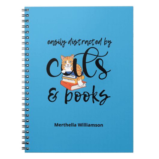 CARNET PERSONNALISÉ FACILEMENT DISTRAIT PAR DES CHATS ET  (Devant)