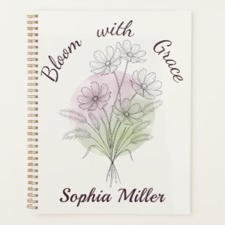 Carnet personnalisé Fleur de Cosmos botanique nom