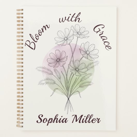 Carnet personnalisé Fleur de Cosmos botanique nom (Devant)