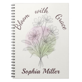 Carnet personnalisé Fleur de Cosmos botanique nom