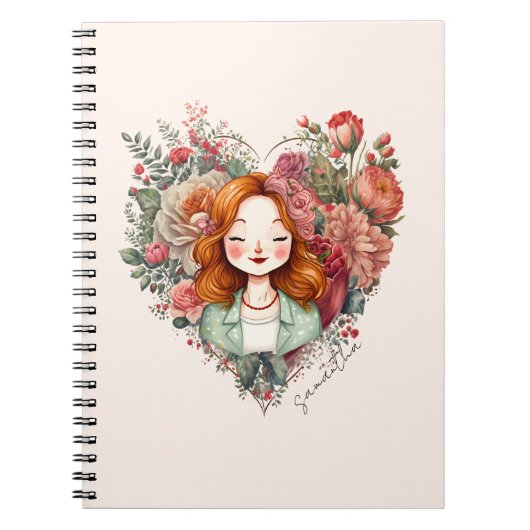 Carnet Personnalisé Floral Jolie Dame (Devant)