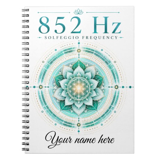 Carnet personnalisé Fréquence Solfège 852 Hz (Devant)