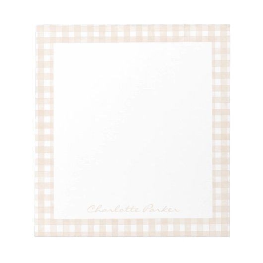 Carnet personnalisé gingham beige (Devant)