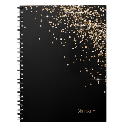 Carnet personnalisé Gold Black Confetti (Devant)