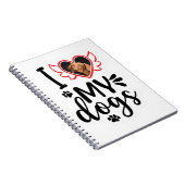 Carnet Personnalisé J'aime mon chien photo T-shirt (Côté Droit)