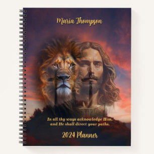 Carnet personnalisé Jésus Lion Sunset Cross Arrièr