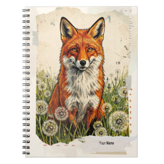 Carnet PERSONNALISE Joli Collage Renard Vintage