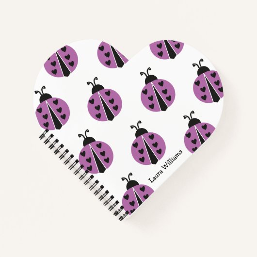Carnet Personnalisé Ladybug violet moderne (Devant)