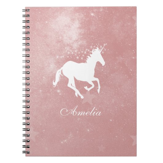 Carnet personnalisé Licorne Rose (Devant)