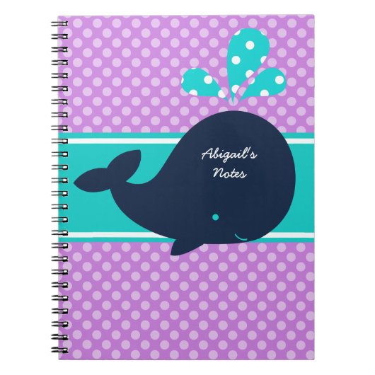 Carnet personnalisé Marine Blue Whale on Dots (Devant)