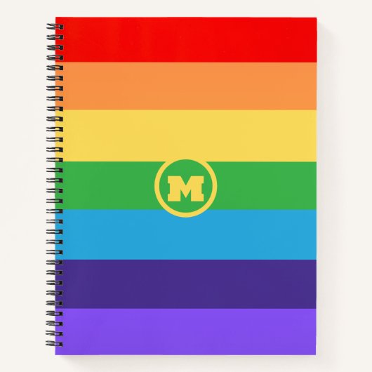 Carnet Personnalisé Mat Moderne Monogram Rainbow pride lg (Devant)