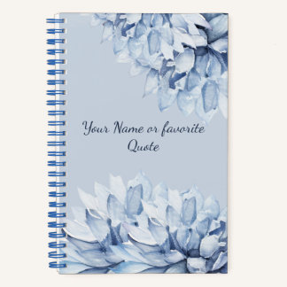 Carnet Personnalisé Moderne Floral Dusty Bleu