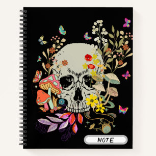Carnet Personnalisé Moderne Joli crâne Motif de champigno