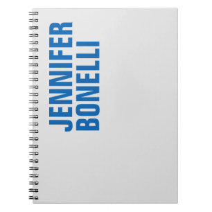 Carnet Personnalisé Moderne Minimaliste Gras Texte Bleu