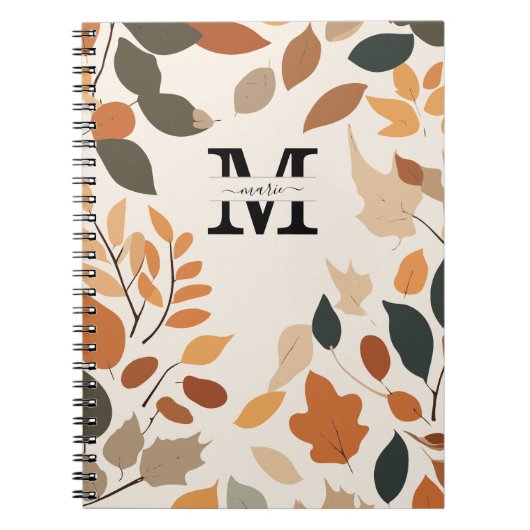 Carnet Personnalisé Monogramme Automne Floral (Devant)